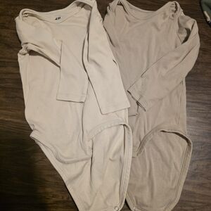 H&M 2t Onesie Duo - Cream and Tan